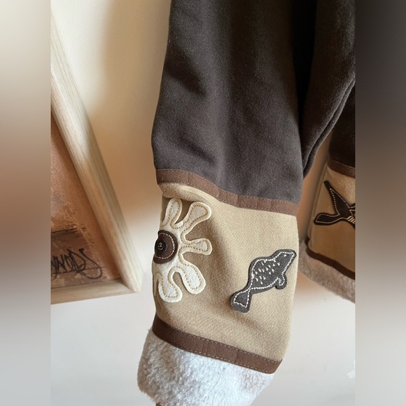 NWT INUK Brown Hooded Jacket with Embroidered Trim - Picture 8 of 14
